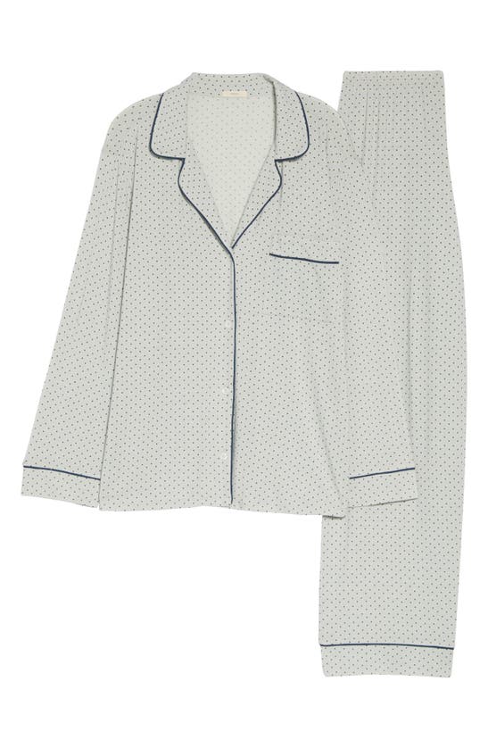 Shop Eberjey 'sleep Chic' Knit Pajamas In Evil Eye-gray Dawn/ Indigo