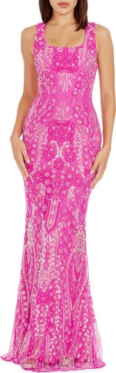 Dress the Population Tyra Beaded Chiffon Mermaid Gown Nordstrom