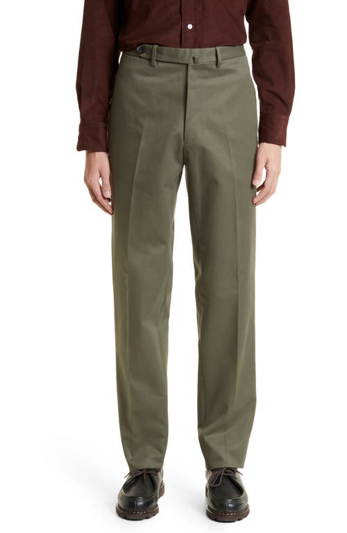 Drake's Flat Front Cotton Drill Trousers Lovat at Nordstrom,