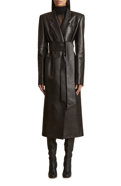 Shop Khaite Lolo Lambskin Leather Long Coat In Black