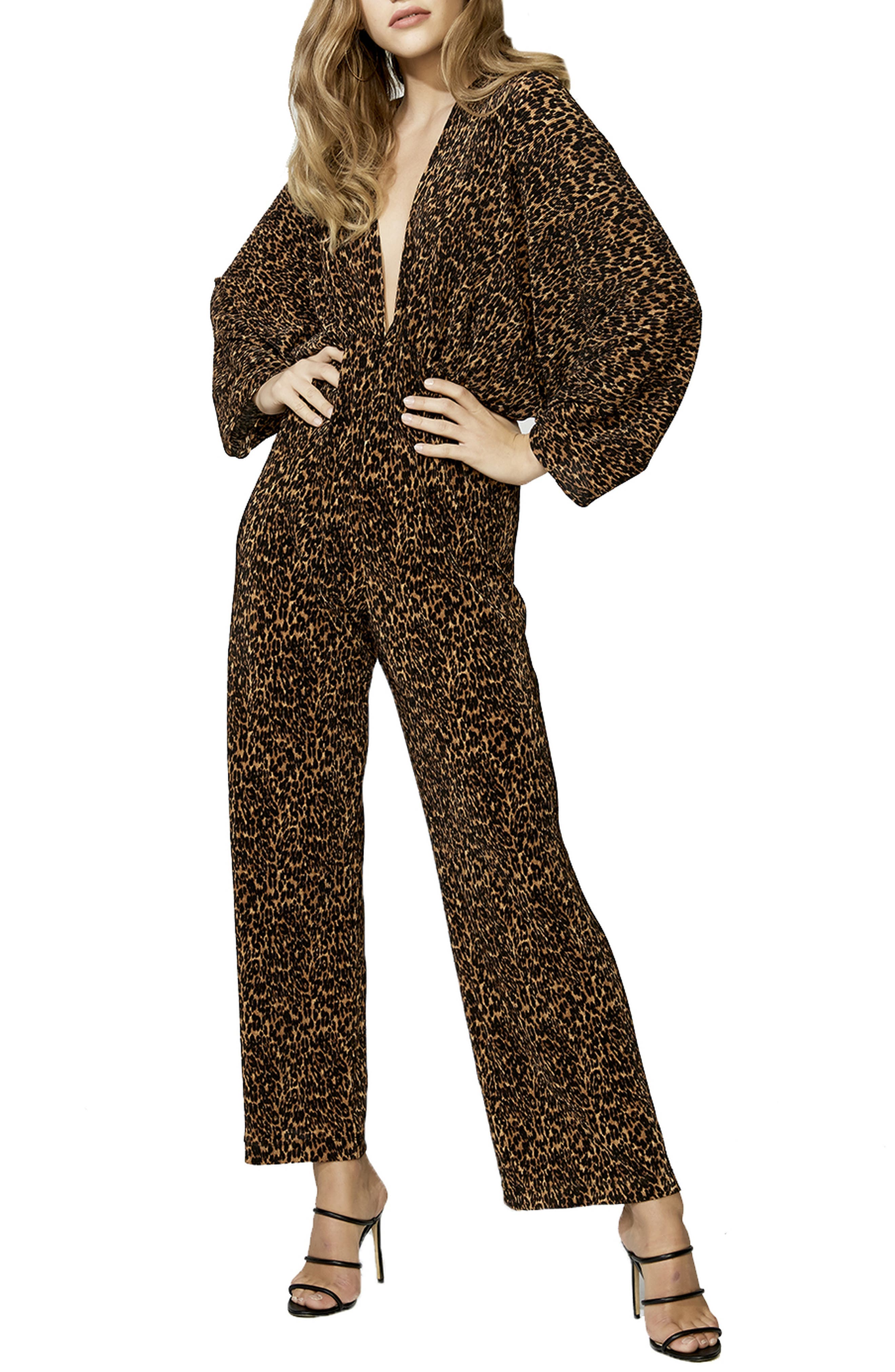 long sleeve leopard jumpsuit