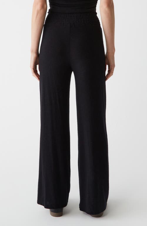 Shop Michael Stars Ozzie Smock Waist Wide Leg Pants In Black