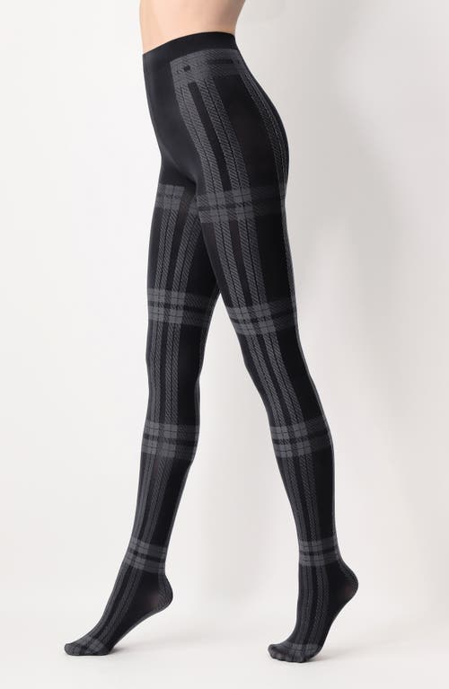 Oroblu Scottish Plaid Tights in Black/Grey 