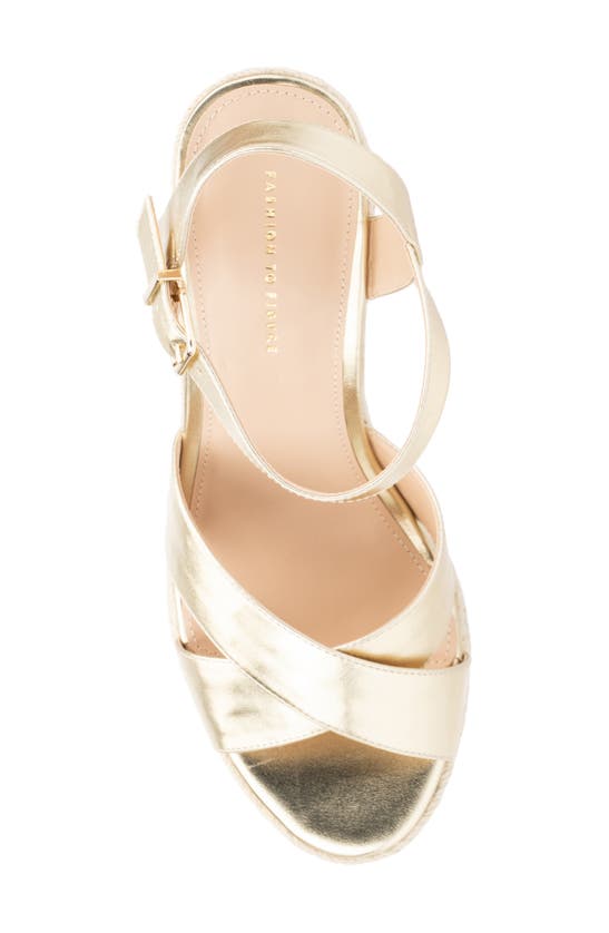 Fashion To Figure Irene Metallic Espadrille Wedge Sandal In Gold