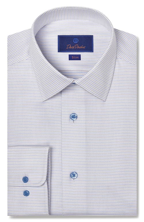 David Donahue Slim Fit Dobby Dot Dress Shirt White/Multi at Nordstrom, - 32