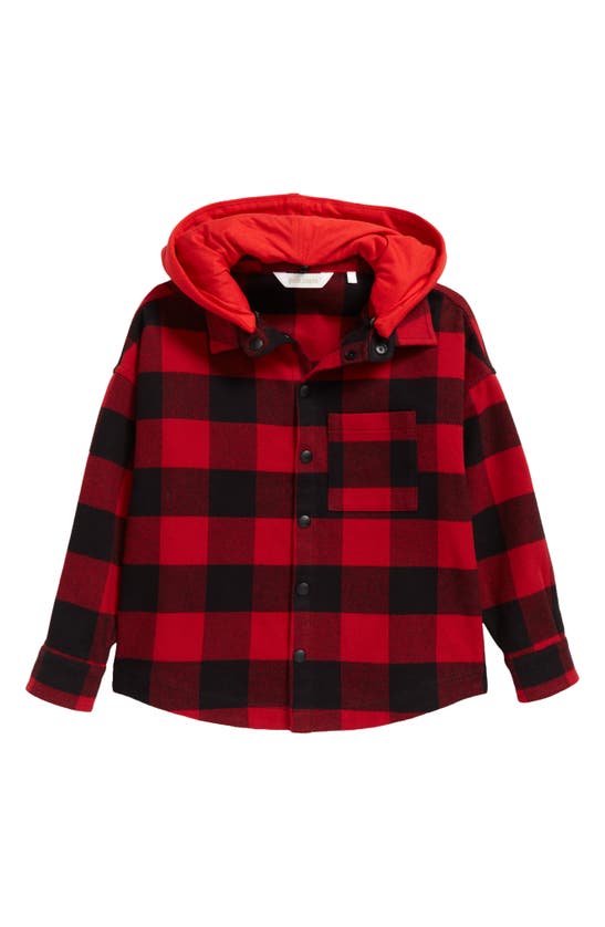 Click to view more detailed imagery on our partner's website Palm Angels Kids' Little Boy's & Boy's Logo Over Shirt Hoodie In Red White
