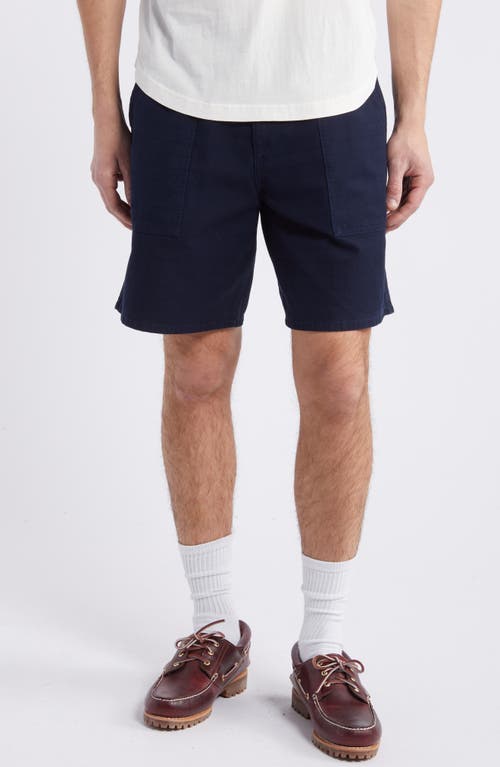 Sienna Check Textured Organic Cotton Ripstop Shorts in Navy