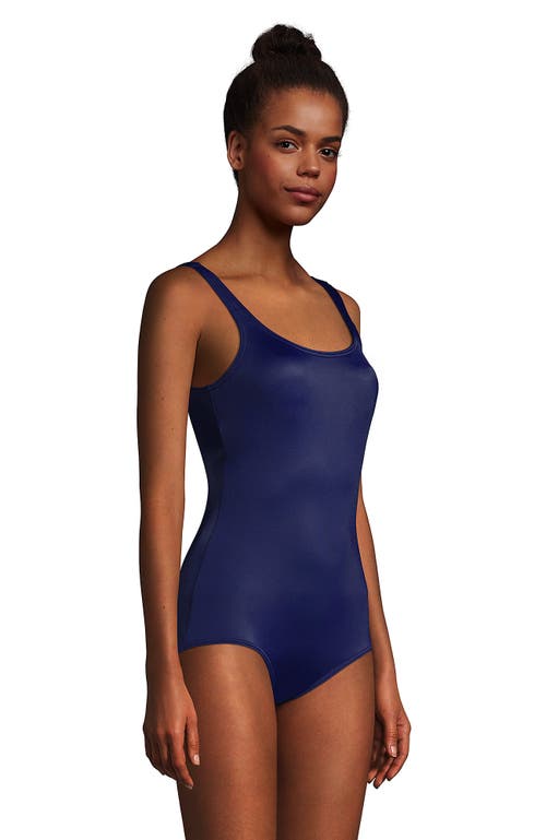 Shop Lands' End Scoop Neck Tugless Sporty One Piece Swimsuit In Deep Sea Navy