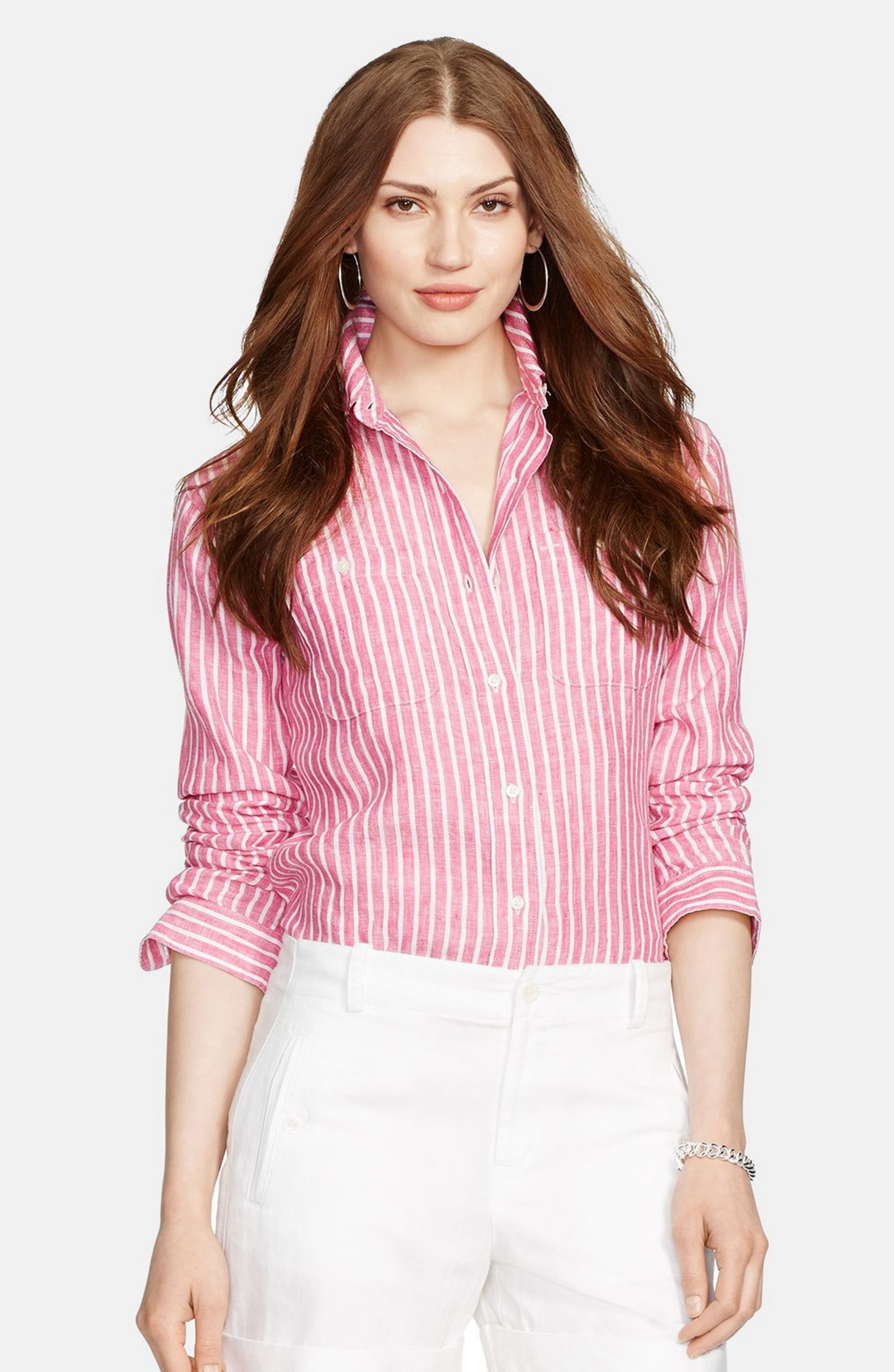 Lauren Ralph Lauren Stripe Linen Shirt (Regular & Petite) | Nordstrom