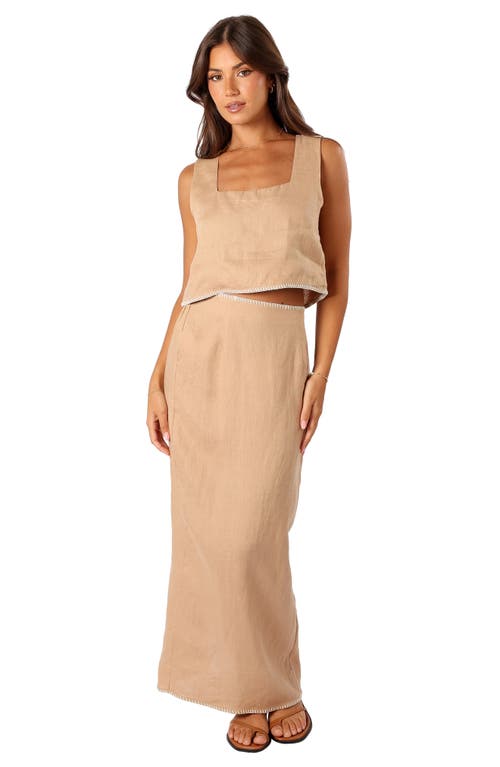 Petal And Pup Petal & Pup Odette Square Neck Sleeveless Linen Top In Brown