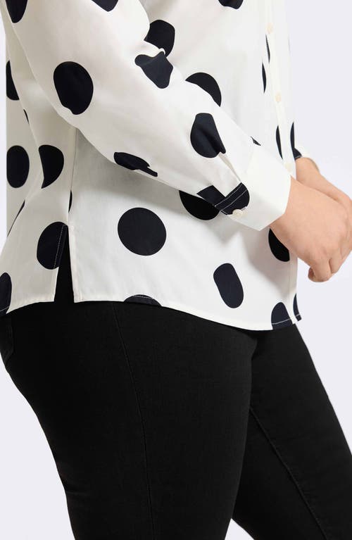 Shop Foxcroft Mary Dot Print Cotton Poplin Button-up Shirt In White/black