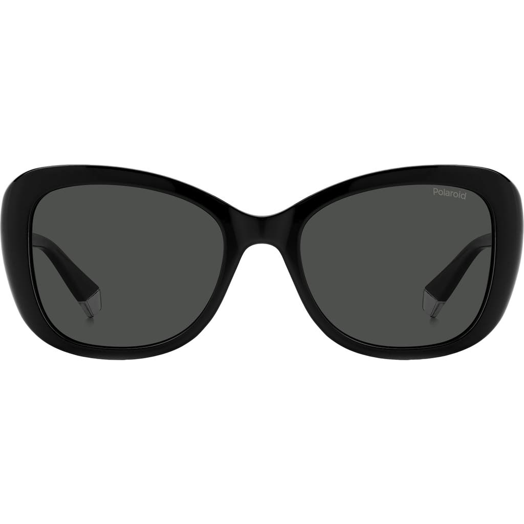 Polaroid 53mm Polarized Cat Eye Sunglasses In Black/grey Polarized