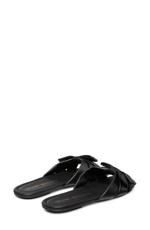 Stuart Weitzman Cece Twisted Leather Ring Slide Sandals In Black Leather