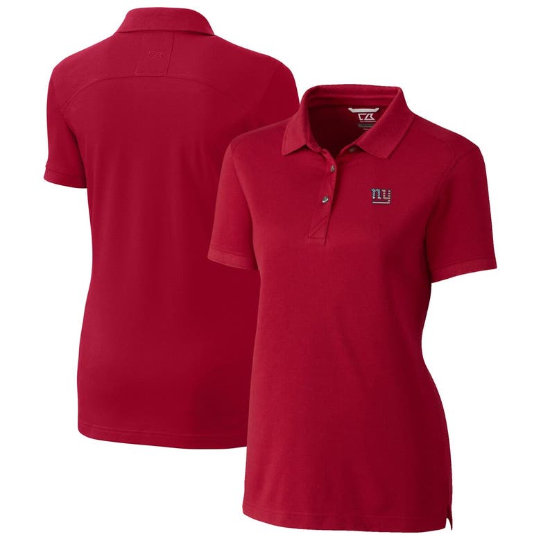 Cutter & Buck Cardinal New York Giants Advantage Drytec Tri-blend Pique Polo In Red