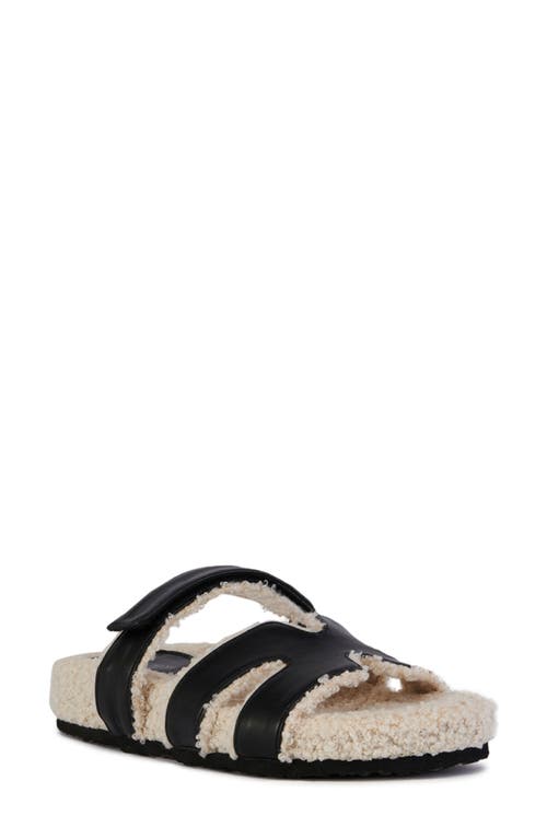 Shop Azalea Wang Dovey Faux Shearling Slide Sandal In Black