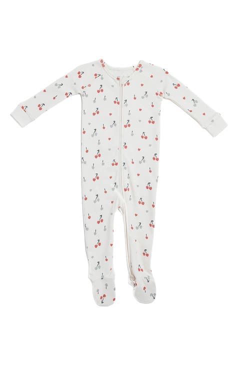 Mon Cheri Print Fitted One-Piece Organic Cotton Footed Pajamas (Baby)