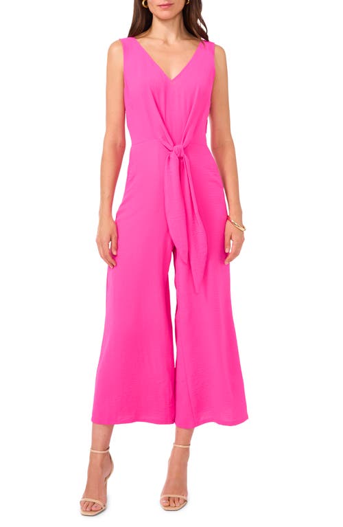 Shop Vince Camuto Tie Front Wide Leg Jumpsuit In Hot Pink