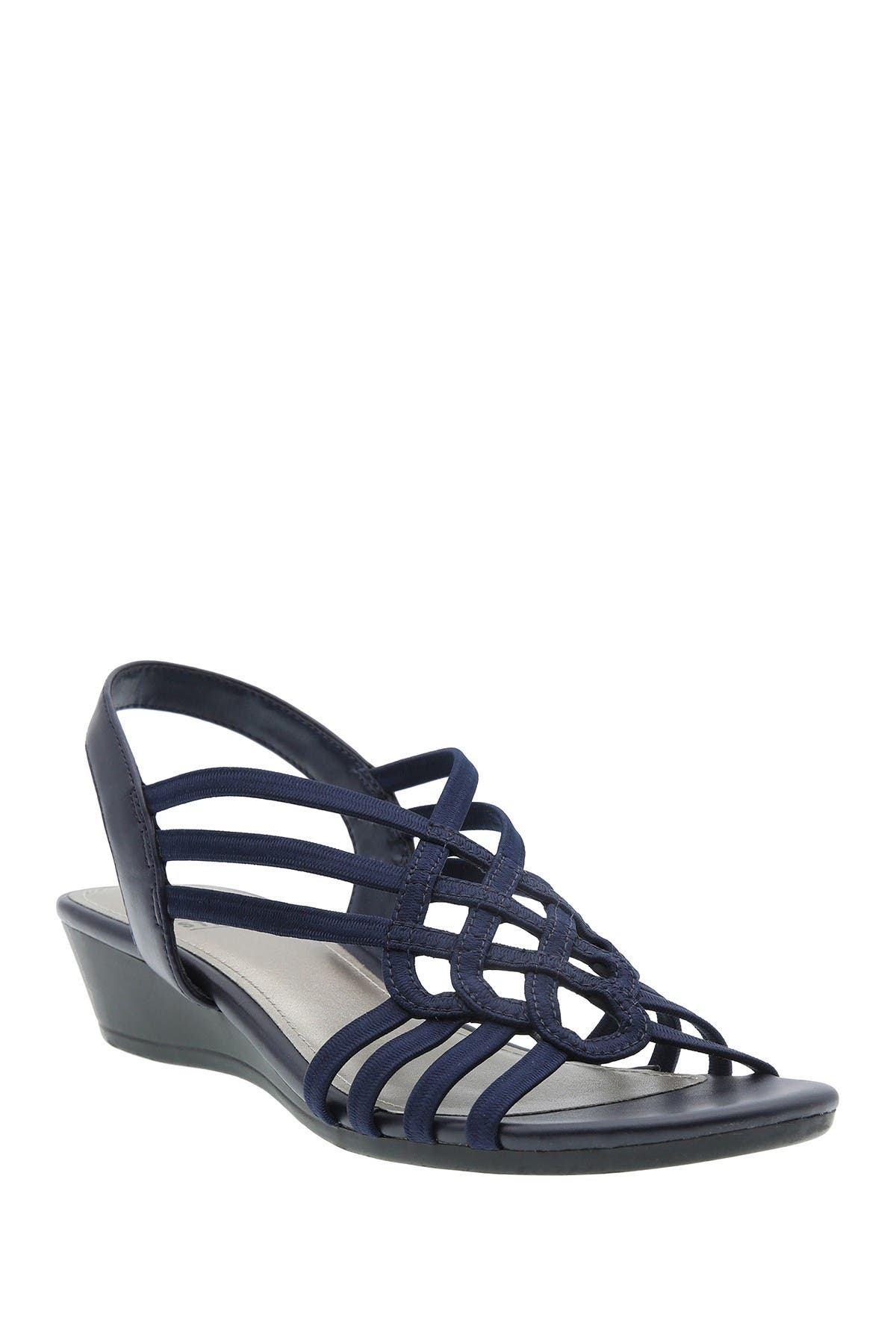 Impo Roma Stretch Wedge Sandal In Navy