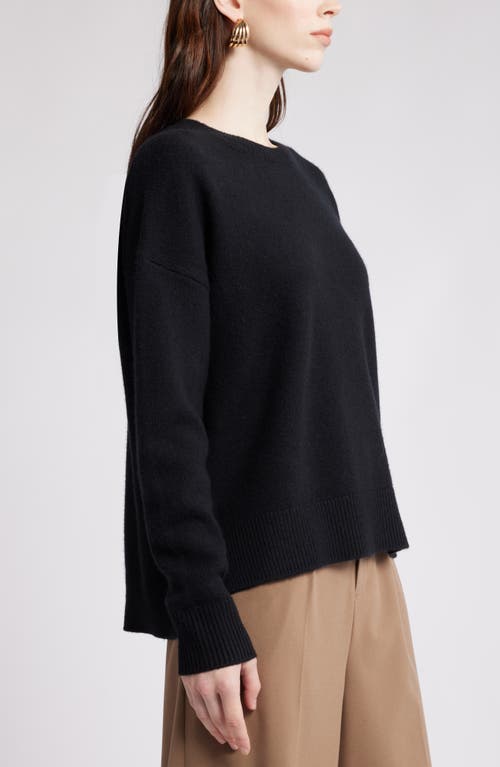 Shop Nordstrom Crewneck Side Slit Wool & Cashmere Sweater In Black Rock