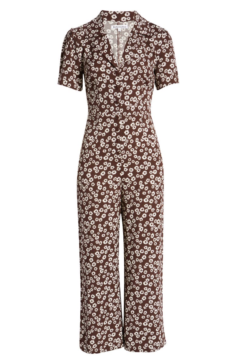 REFORMATION Bev Floral Print Jumpsuit, Main, color, MAPLE