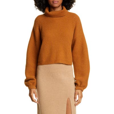 Amur Jaco Mock Neck Crop Wool Sweater, Metallic