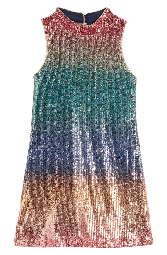 Zunie Kids' Gradient Sequin Shift Dress In Gold/ Multi