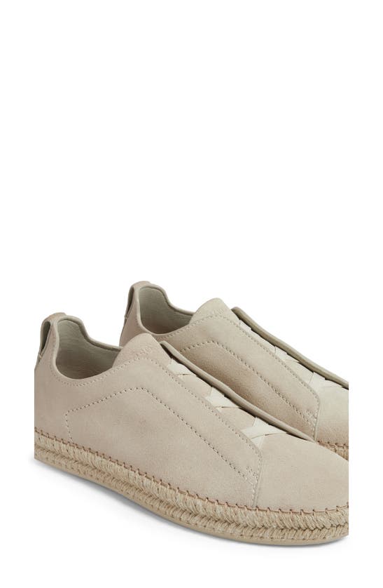 Zegna Triple Stitch Espadrille Slip-on Sneaker In White