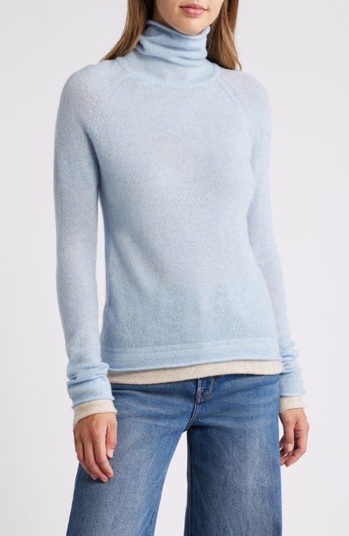 Griffen Contrast Trim Wool & Cashmere Sweater In Light Blue/oat