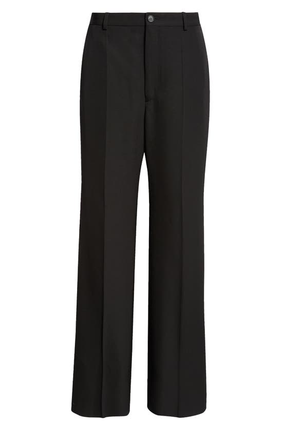 Shop Balenciaga Regular Fit Wool Barathea Pants In Black