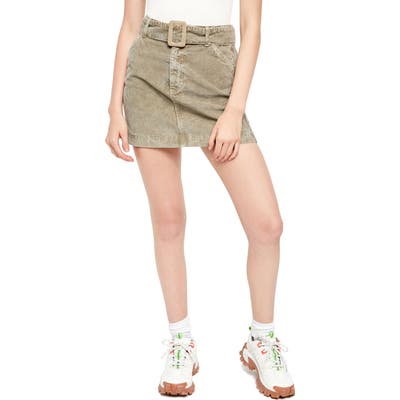 Bdg Urban Outfitters Belted Corduroy Miniskirt, Green