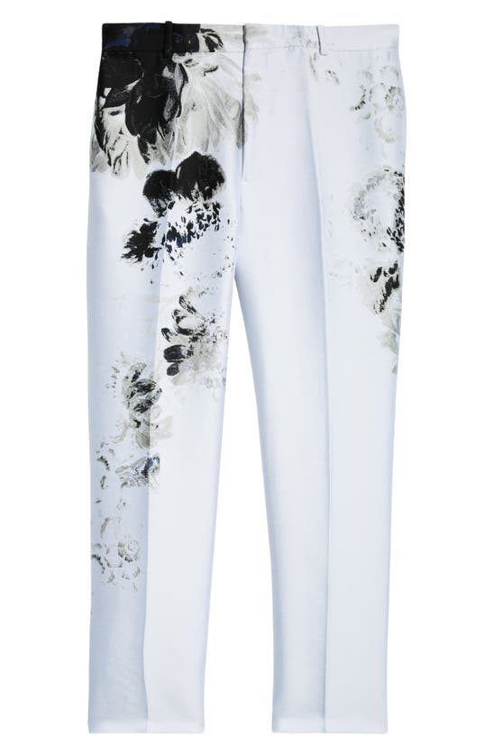 Shop Alexander Mcqueen Dutch Floral Jacquard Cigarette Trousers In Black White