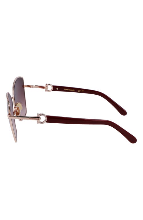 Ferragamo Sunglasses In Rose Gold/wine Grdnt