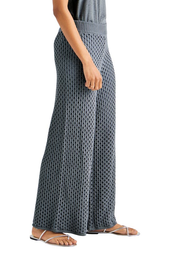 Shop Splendid Nova Pointelle Wide Leg Sweater Pants In Storm