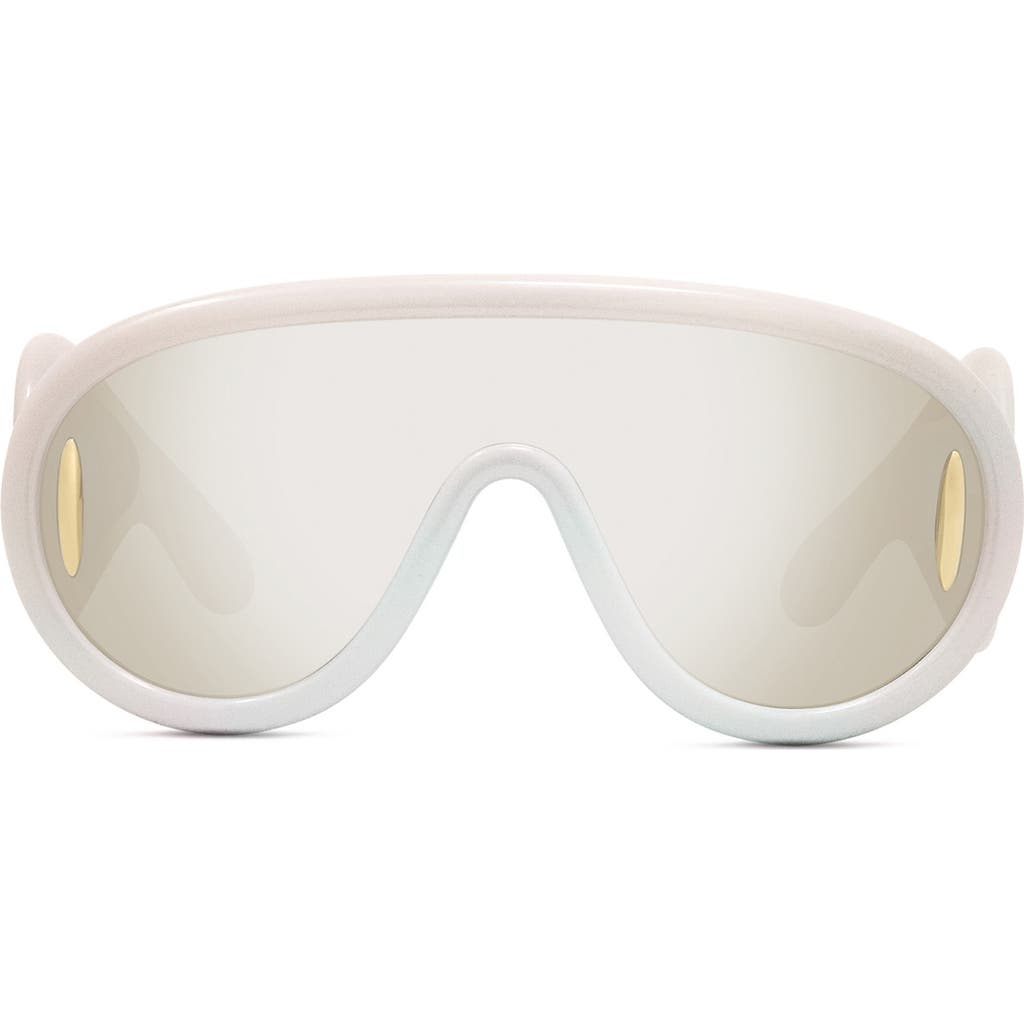 Loewe Anagram 140mm Mirrored Shield Sunglasses In White/smoke Mirror