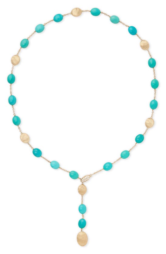 Shop Marco Bicego Siviglia Turquoise & Pavé Diamond Y-necklace In 18k Yellow Gold