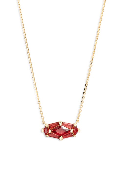 Kendra Scott Short Lindy Rae Pendant Necklace In Gold Red Crystal