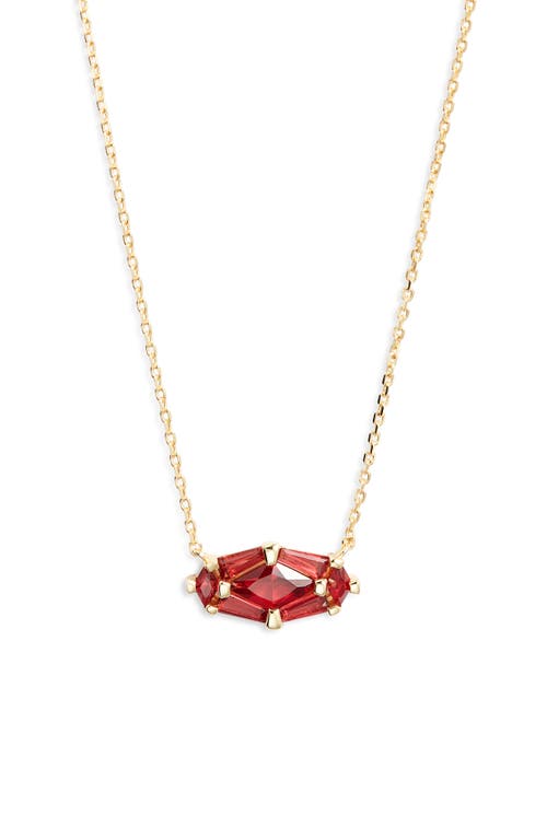 Kendra Scott Short Lindy Rae Pendant Necklace in Gold Red Crystal 