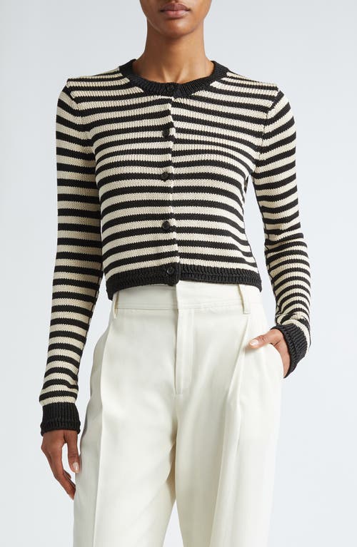 Maria McManus Stripe Shrunken Cardigan Black/Eggshell at Nordstrom,