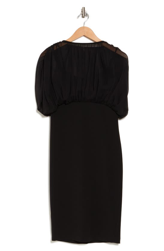 Shop Calvin Klein Chiffon Bodice Empire Waist Sheath Minidress In Black