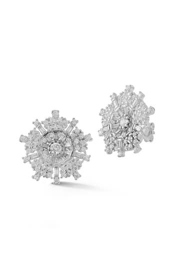Sphera Milano Floral Statement Earrings In Silver