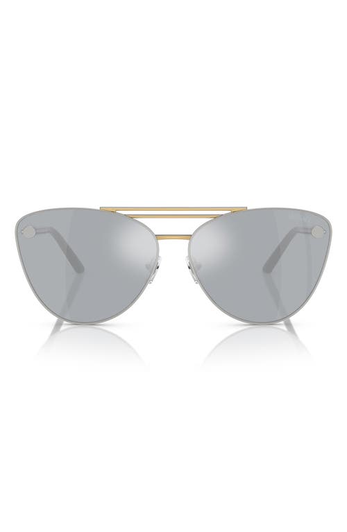 Versace 64mm Oversize Cat Eye Sunglasses In Gold/blue Mirror