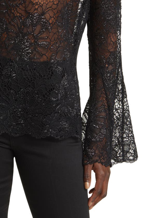 Frame Lace Flutter Sleeve Top In Black