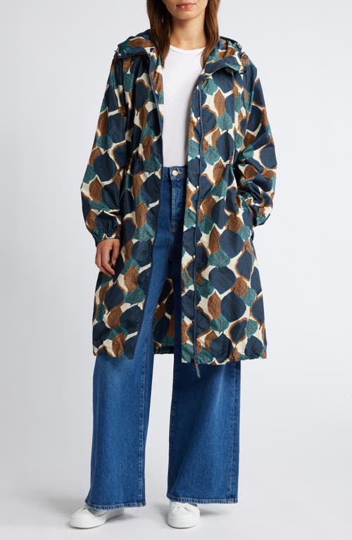 Masai Copenhagen Trina Water Resistant Leaf Print Coat in Moonlit Ocean Print 