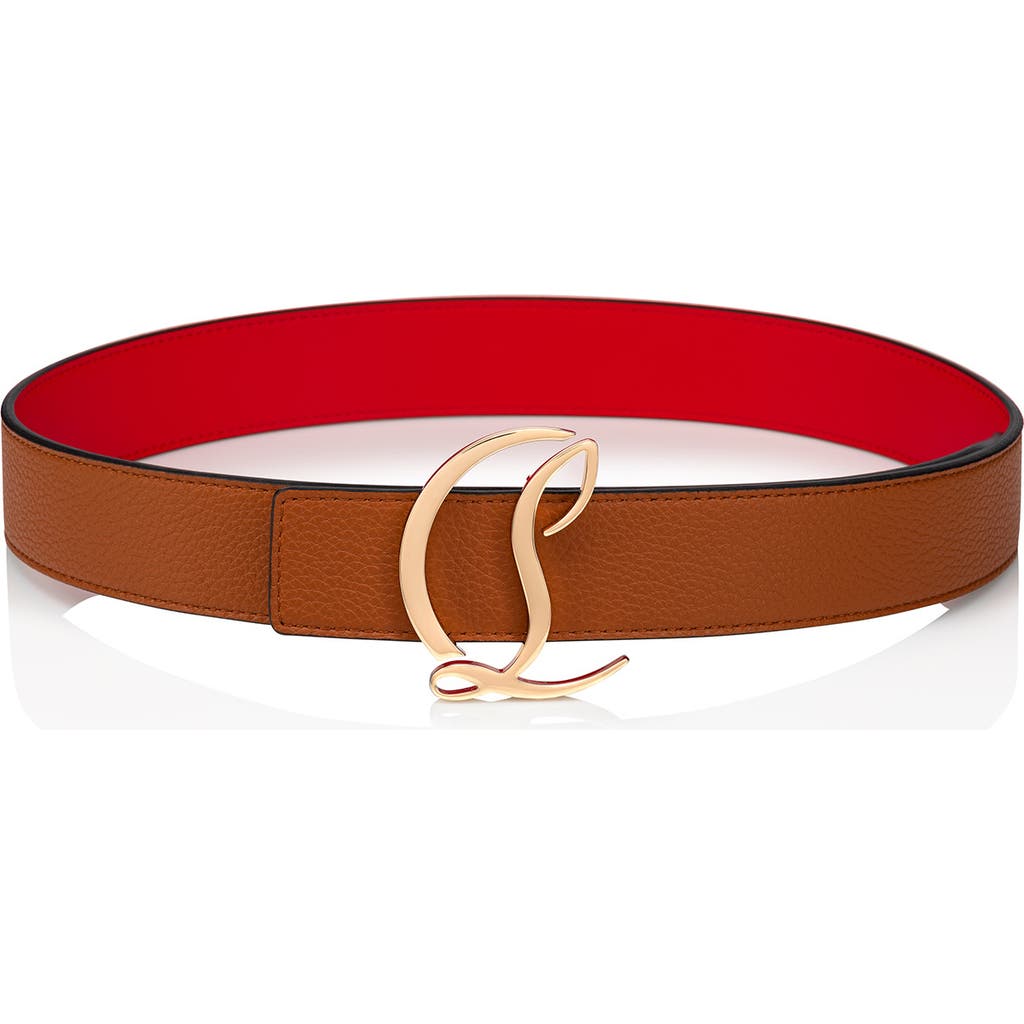Christian Louboutin Logo Buckle Leather Belt In Brown