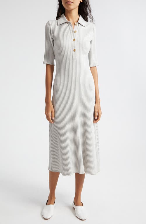 Shop Vince Cotton Blend Rib Midi Sweater Dress In Salted Glass