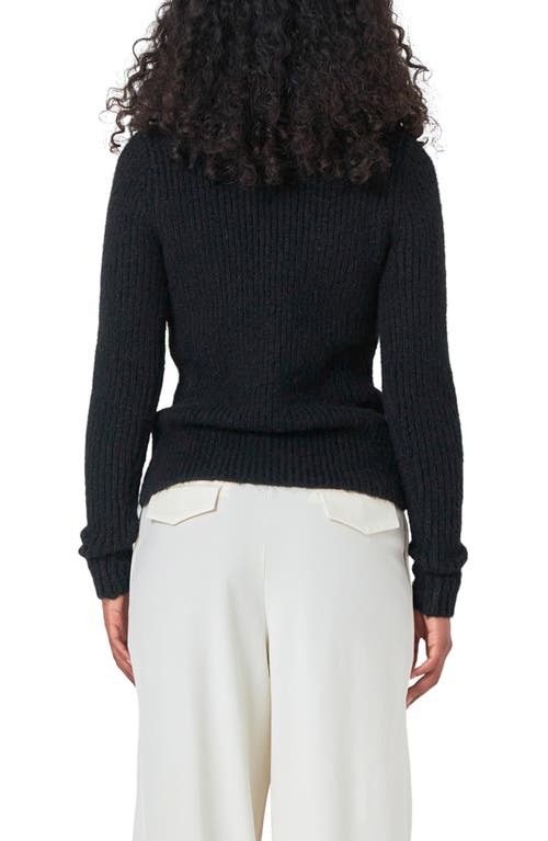 Endless Rose Rib Crewneck Sweater In Black
