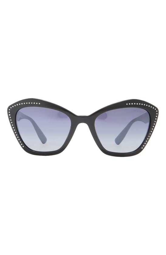 Miu Miu 55mm Irregular Sunglasses In Black / Blue Silver Mirror