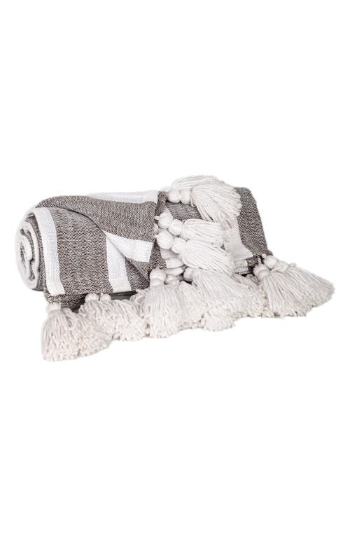 Parkland Collection Nara Stripe Tassel Throw Blanket In Charcoal