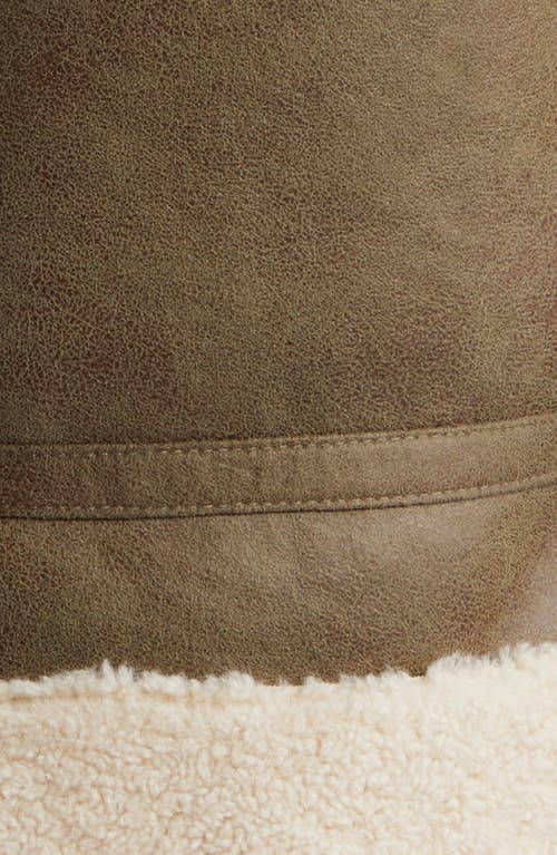 Sam Edelman Faux Leather & Faux Shearling Moto Jacket In Ivory/sage