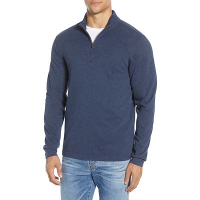 Faherty Suffolk Regular Fit Quarter Zip Pullover, Blue